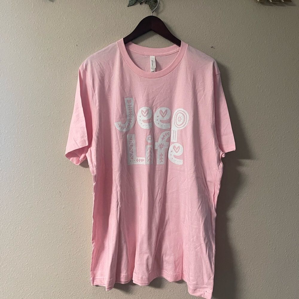 Bella Canvas - light pink / white glitter JEEP LIFE tee